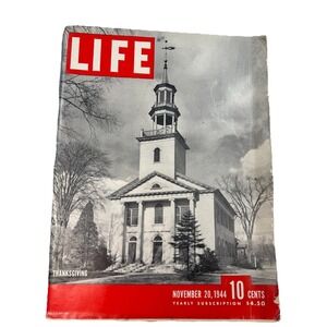 LIFE Magazine November 20 1944 Thanksgiving Church Cover WWII Era Vintage Ads